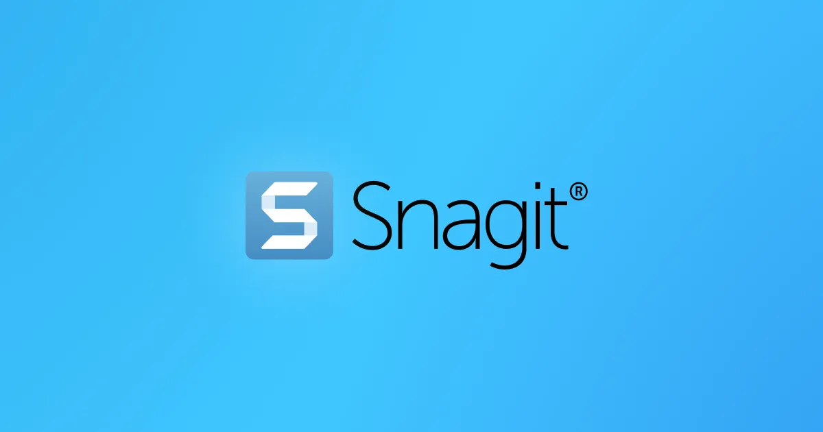 Snagit logo on a blue background, TechSmith's product banner